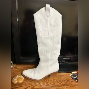 Tall white cowgirl boots